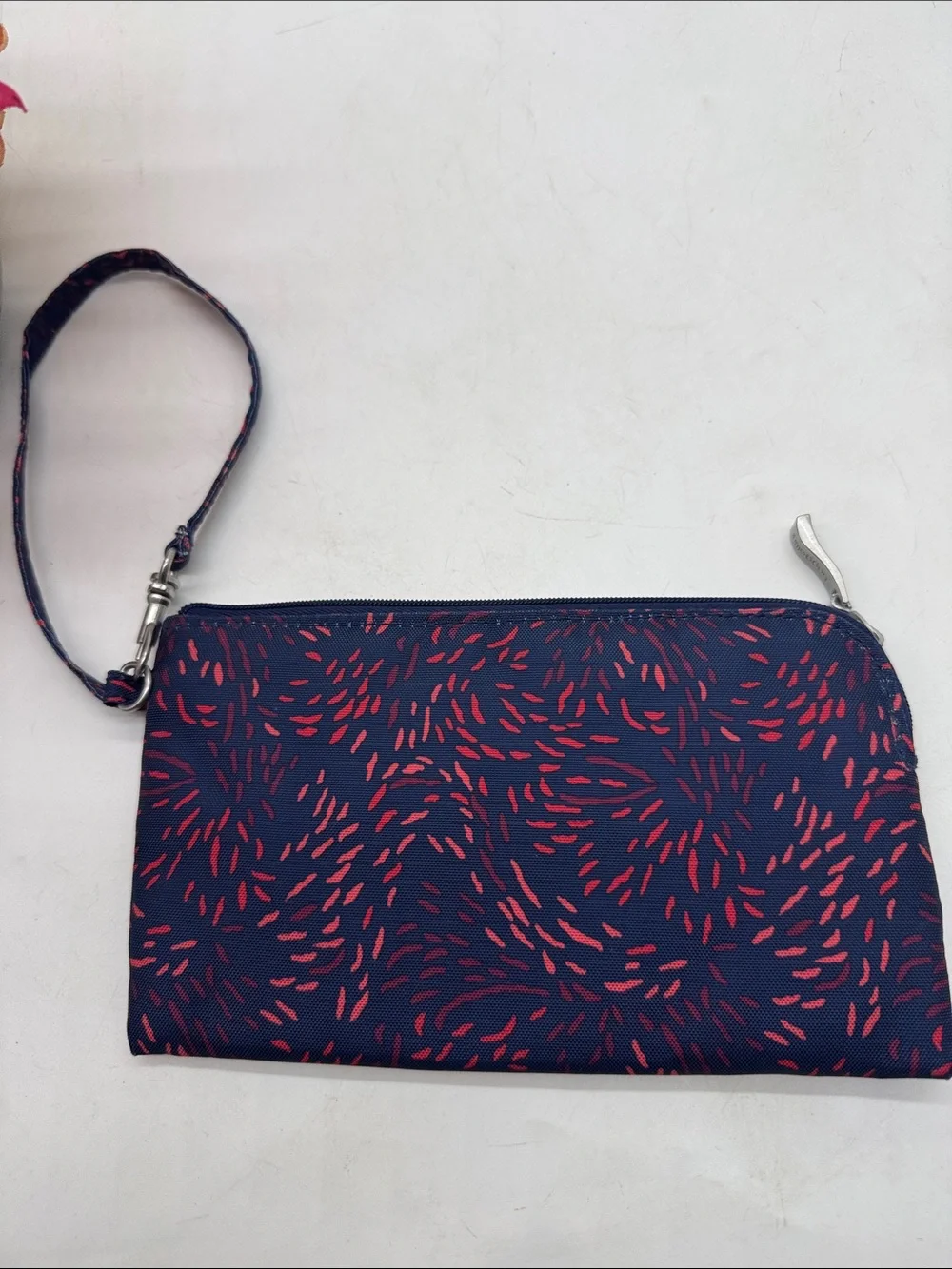 Baggallini Navy orange  Patterned Wristlet